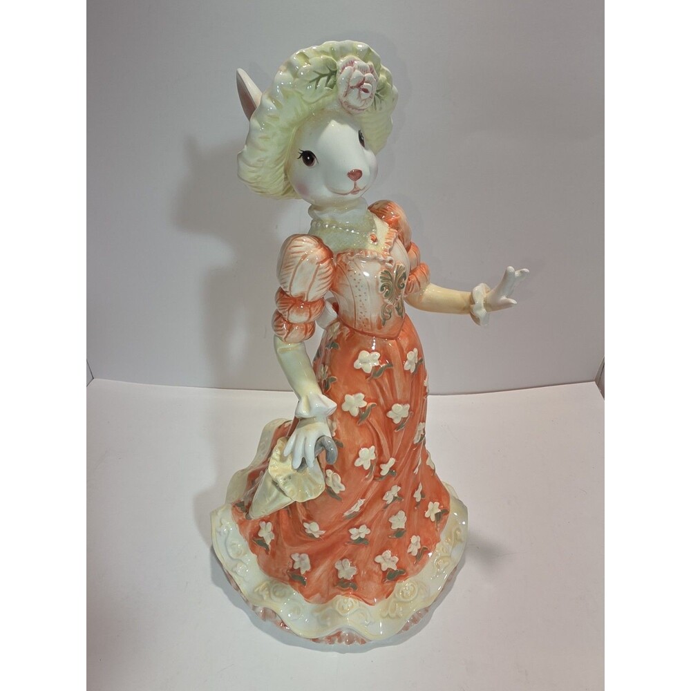Fitz and Floyd Blue Debutante Bunny Figurine ~11.5" Tall